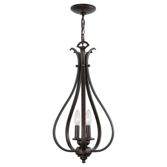 3-Light Teardrop Pendant Light - Bronze Candle Chandelier for Kitchen Dining Foyer
