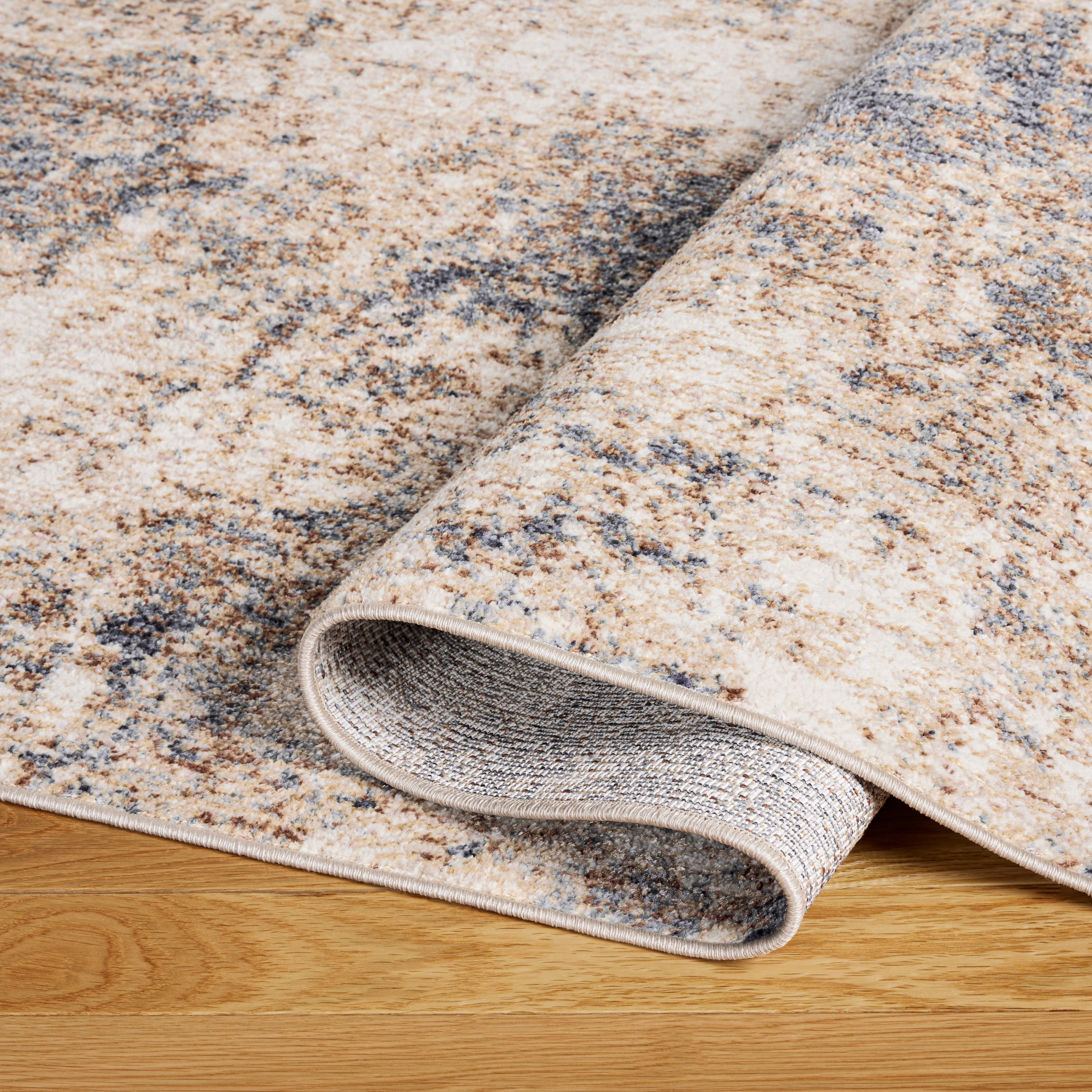 TOWN & COUNTRY EVERYDAY Rein Abstract Cloud Everwash® Washable Area Rug with Non-Slip Backing, Pet Friendly Rug, Brown/Beige, 6'6"x9'6"