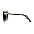 thumbnail image 4 of Retro Flat Top Shield Oversize Half Rim Rimless Sunglasses Black Gold Blue Mirror, 4 of 4