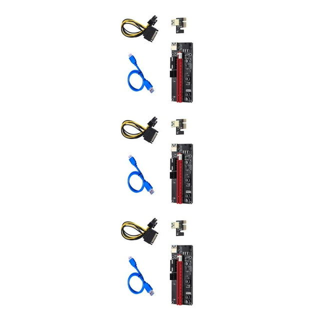 VONKY 1X 60cm VER009S PCI-E Riser Card PCIe 1x to 16x USB3.0 Data Cable Mining Blue 3Set