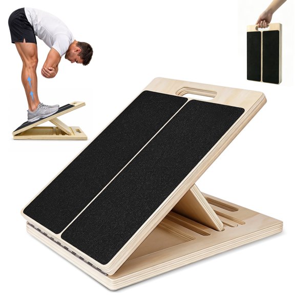 AILDEDE Slant Board for Calf Stretching, Portable Wooden Incline Board, Adjustable for Squats