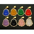 thumbnail image 2 of K-KED 9-Color Diamond Inlaid Malay Chalcedony Maitreya Buddha Pendant Jewelry-Green, 2 of 6
