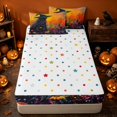 thumbnail image 4 of Erosebridal Spooky Witch Silhouette Zipper Twin Comforter Sets with Fitted Sheet and 2 Pillowcases, Boho Wildflower Field Zipper Bedding Set for Boys Girls, Orange Green Black, Polka Dots Reversible, 4 of 7