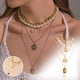 thumbnail image 1 of Collar para mujer, joyería para mujer, joyería para mujer, nuevo colgante de moneda y perla, collar con candado, cadena, joyería para mujer, collar de regalo A, 1 of 5