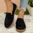 thumbnail image 4 of Wensltd Women's Loafers Slip On Flat Shoes Suede Upper Spring Autumn Daily Soft Walking Shoes Black, 4 of 9