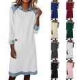 thumbnail image 1 of Sentmoon Robes de Fête pour Femmes Robes pour Femmes Robe Unie Décontractée à Manches Longues avec Col à Revers en denim patchwork, Ourlet à Revers, Robe Chandail pour Usage Quotidien et Tenues Décontractées S, 1 of 9