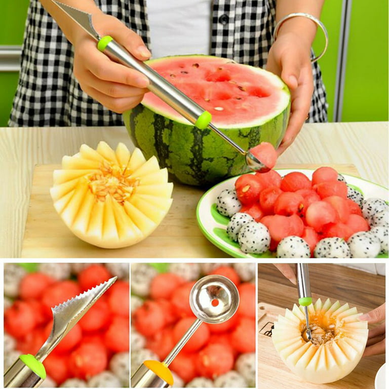 TOPUUTP Stainless Steel Watermelon Cutter Knife with Melon Baller Scoop  Fruit Decoration Carving Knife For DIY Cutting And Scooping Watermelon  Cantaloupe Ice Cream (Slicer Cutter Knife) - Yahoo Shopping