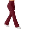 thumbnail image 5 of Lumtrix Women Workout Flare Leggings with Pockets Yoga Pants High Waisted Tummy Control Cargo Leggings Wine M, 5 of 6