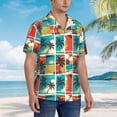 thumbnail image 2 of Wukai Colorful Hawaii Palms Men's Hawaiian Shirt Short Sleeve Casual Button Down Summer Beach Aloha Shirt Tropical Print Holiday Party, 2 of 8