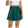thumbnail image 3 of vigerkar Womens High Waisted Satin Mini Skirts Elegant A-Line Summer Stain Silk Short Skirt Party Skirts Green, XL, 3 of 6