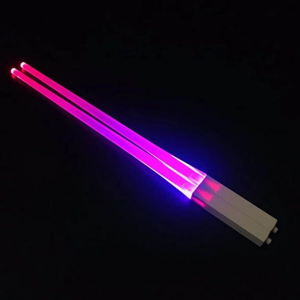 Luz Del Botón Pulsador,Palos de Espada de Luz Palos de Comedor Led Brillantes,Botón Pulsador de Plástico de 26 cm Fácil Encender Y Apagar,Utensilios de Cena de Sushi Divertido Portátil Ligero para Com