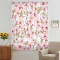 thumbnail image 3 of Pink Flowers Sheer Curtains 45 Inches Long, Watercolor Spring Botanical Floral Leaves Light Filering Curtains, Breathable Simi Curtain Privacy Drapes for Kitchen Bathroom Small Window Treatment, 3 of 9