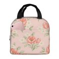thumbnail image 2 of Blush Pink Tulip Floral Lunch Bag Thick Aluminum Foil Cooler Tote for Women Work Picnic Gift, 2 of 7