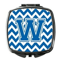 Letter W Chevron Blue and White Compact Mirror CJ1056-WSCM