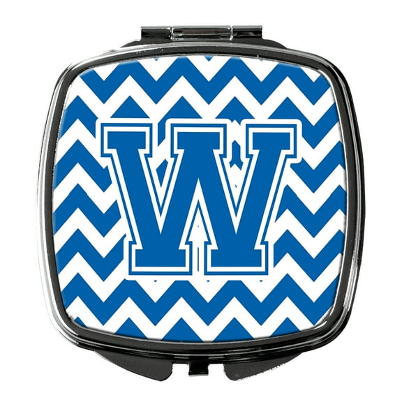 Letter W Chevron Blue and White Compact Mirror CJ1056-WSCM