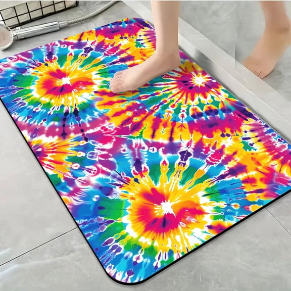 1pc Tie Dye Spiral Bathroom Rug Bathroom Decor and Accessories- Durable,Anti Slip,And Quick Drying,Suitable For Indoor/outdoor Use - Perfect For Bathrooms,Bedrooms,Kitchens,Terraces