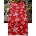 thumbnail image 5 of Christmas Snowflakes on Red Background Table Runner 13x90in Non-Slip Cotton Linen Table Runners, Winter Scenery Dresser Scarves TableRunner for Dinner Kitchen Dining Wedding Party, 5 of 9
