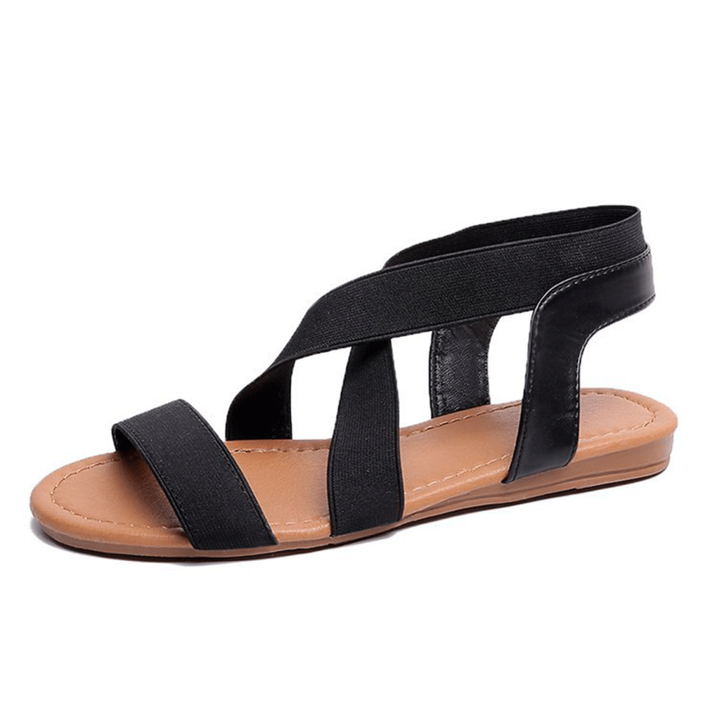 flat sandals with elastic straps