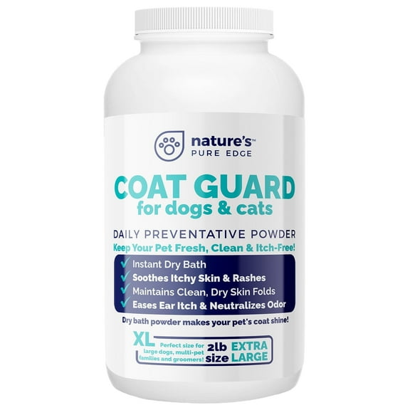 Nature's Pure Edge Coat Guard Anti Itch Relief Aloe Dry Shampoo Powder for Dogs & Cats, 2 lbs Jar