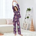 thumbnail image 5 of FORMRS Womens Pajama Set Long Sleeve Top and Pants with Pockets Soft Comfy Lounge Sleepwear, Sizes S-2XL, Purple Space Cat Pattern, 5 of 7