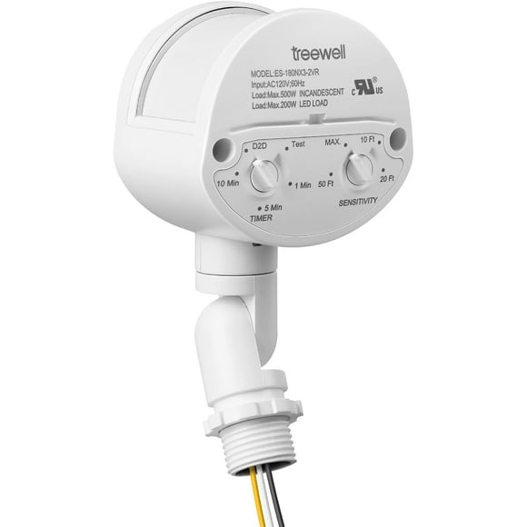 Motion Sensor, 180-Degree Replacement Motion Detector, Adjustable Time & Detection Sensitiity Up to 60 Feet Range, 3 Working Modes Pir Motion Sensor for Security Floodlight, White, UL Listed