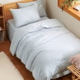 thumbnail image 4 of 2 Pieces Gingham Comforter Set Modern Style Blue Plaid Twin Comforter Set 100% Washed Microfiber Boho Comforter Farmhouse Gingham Plaid Bedding Set, 4 of 7