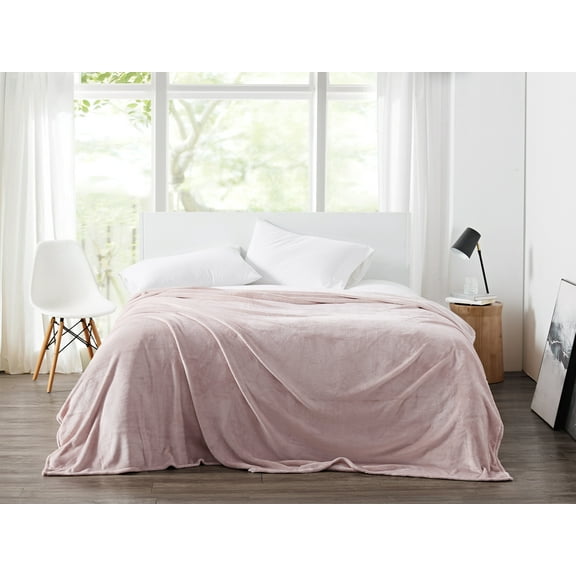 Cannon Solid Plush 100% Microfiber Polyester Plush Blush Twin/Twin XL Blanket, Solid Casual themed, Adult Bedding, OEKO-TEX Certified