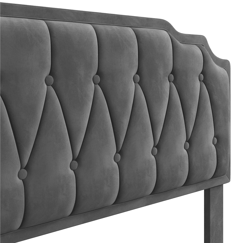 Renwick Upholstered Platform Queen Bed with Adjustable Headboard, Dark Gray