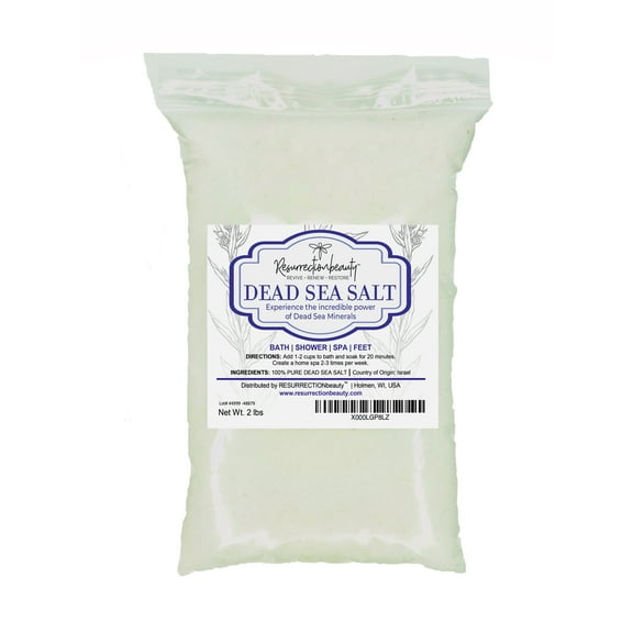 100% Pure Dead Sea Salt | Bath Salts for Home Spa Bath, Foot Soak & Scrubs | 2lb by RESURRECTIONbeauty