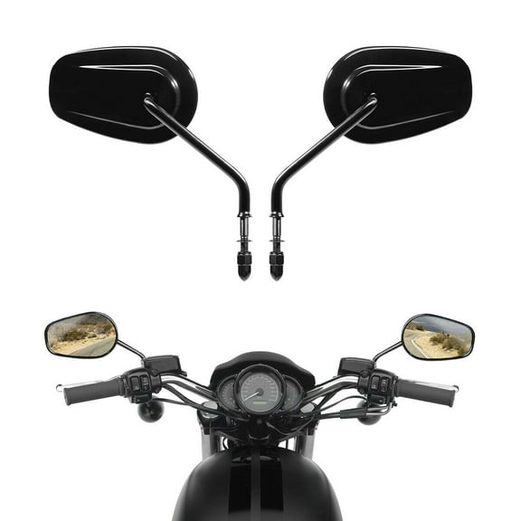 Black Teardrop Rearview Mirrors For 1951-2022 Harley-Davidson Slim Fat Boy FXDL