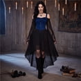 thumbnail image 6 of Women's Halloween Dressess Long Gothic Dress, Witch Costume Vampire Renaissance Butterfly Sleeve Mesh Party Retro Costumes, 6 of 7
