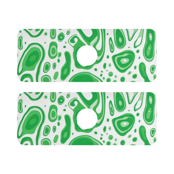 Abstract Green Blobs Quick Dry Silicone Algae Faucet Pad 14.7x5.4in 2 Pack Absorbent Mat for Kitchen Sink, Bathroom Countertop