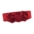 thumbnail image 2 of Cinturón ancho para mujeres cinturón elástico cinturón grande flor elegante cinturón cinch Rojo, 2 of 8