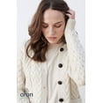 thumbnail image 3 of Aran Irish Cardigan Sweater for Women Made in Ireland Supersoft Merino Wool Lumber Jacket, 3 of 9