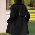 thumbnail image 5 of XPMWRP Women's Fleece Lapel Collared Trench Jacket Single Breasted Casual Solid Color Coat Fall Winter Warm Long Sleeve Jackets Black XXXXL, 5 of 8
