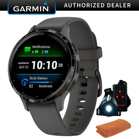 Garmin Venu 3S (GPS) 41mm Pebble Gray Steel Bezel Case with Black Silicone Band