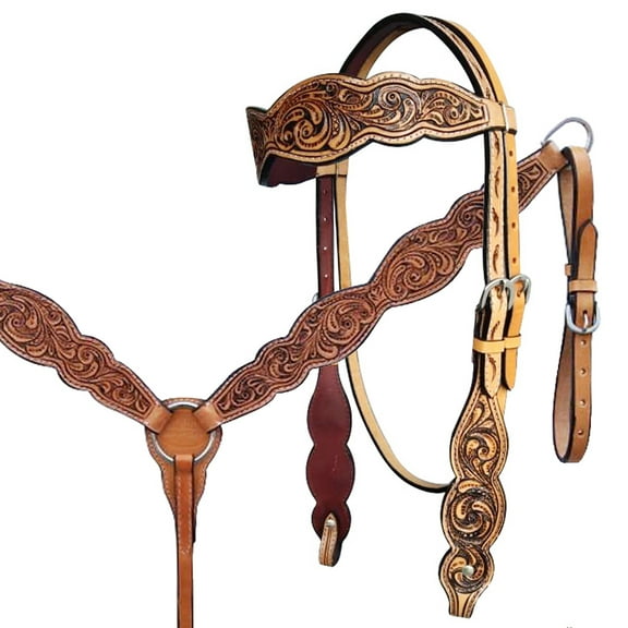 HILASON Western Horse Headstall Breast Collar Set American Leather