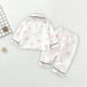 thumbnail image 4 of Odeerbi 1-5 Años Boys Girls Verano Pijamas de Algodón de Manga Larga Con Solapa Con Muescas Camisa Pantalones Set Soft Floral Sleepwear Pijama Set, 4 of 5