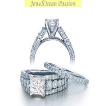 Tantalizing Moissanite Diamond Bridal Set 2 Carat Princess Cut Engagement Ring On 10K White Gold