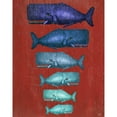thumbnail image 3 of Fab Funky 20x24 Black Modern Framed Museum Art Print Titled - Whale Family Blue on Red, 3 of 5