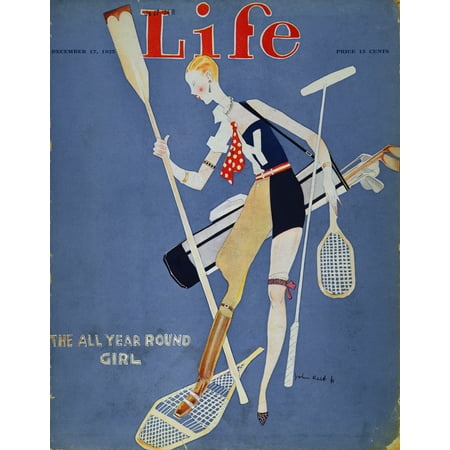 All Round Magazine - Held Year Round Girl 1925 NThe All Year Round Girl Life Magazine Cover 1925 By John Held Jr Rolled Canvas Art - (24 x 36)