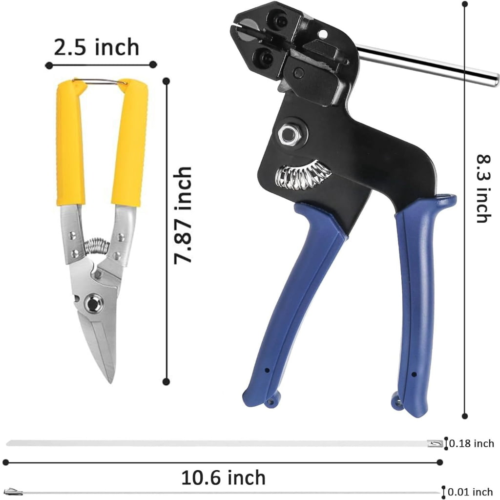 Metal Zips Ties Cutter Cable Ties Plier Stainless Steel Metal Tie Hand Wrap Tension Cutting Tools Self-Locking Zips Ties