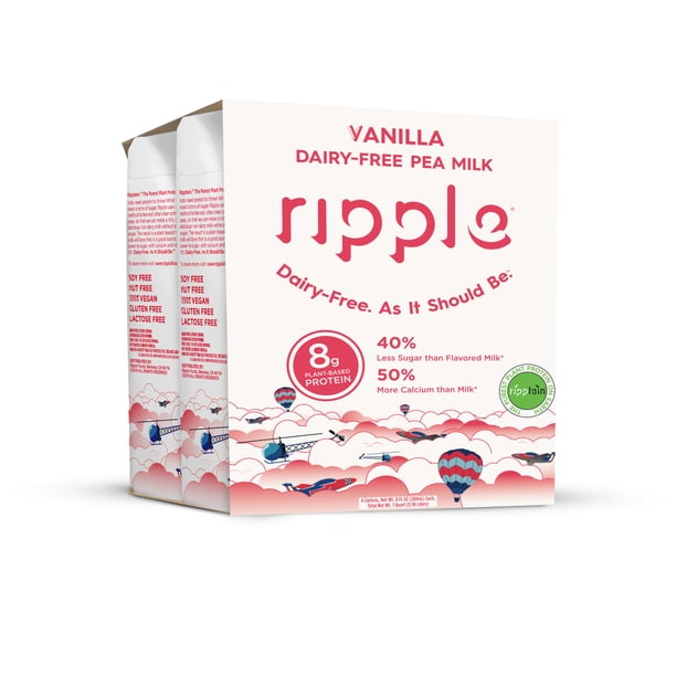 Ripple Vanilla DairyFree Pea Milk, 8 fl oz, 4 count