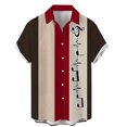 thumbnail image 1 of Camisas Para Hombre Moda para hombre Casual Beach Seaside Retro Rock Style 3D Impresión digital Hebilla Bolsillo Solapa Camisa de manga corta Top (Wine, XL), 1 of 4