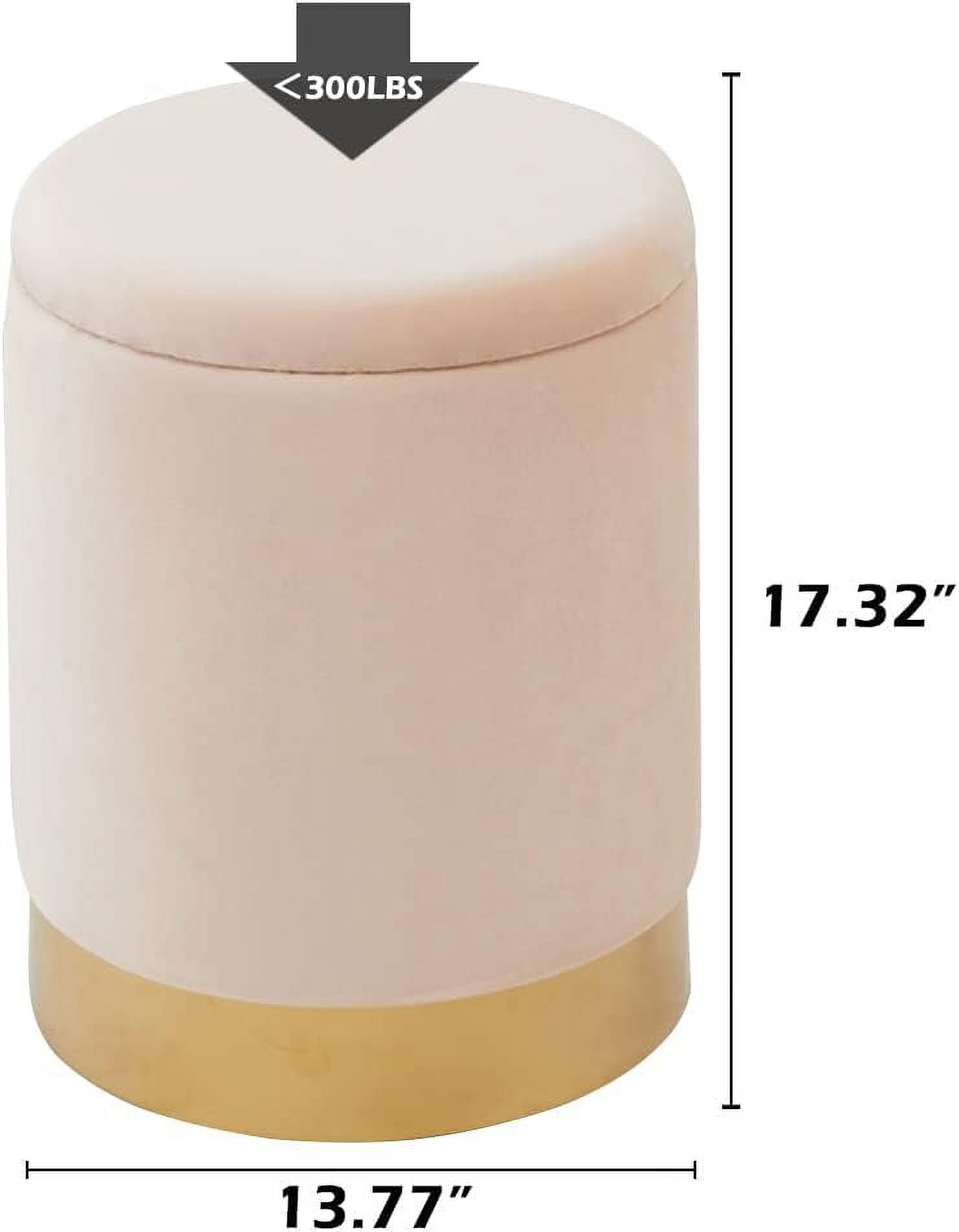 Mxfurhawa Velvet Storage Ottoman Multipurpose Footrest Stool for Living Room & Bedroom(Champagne)