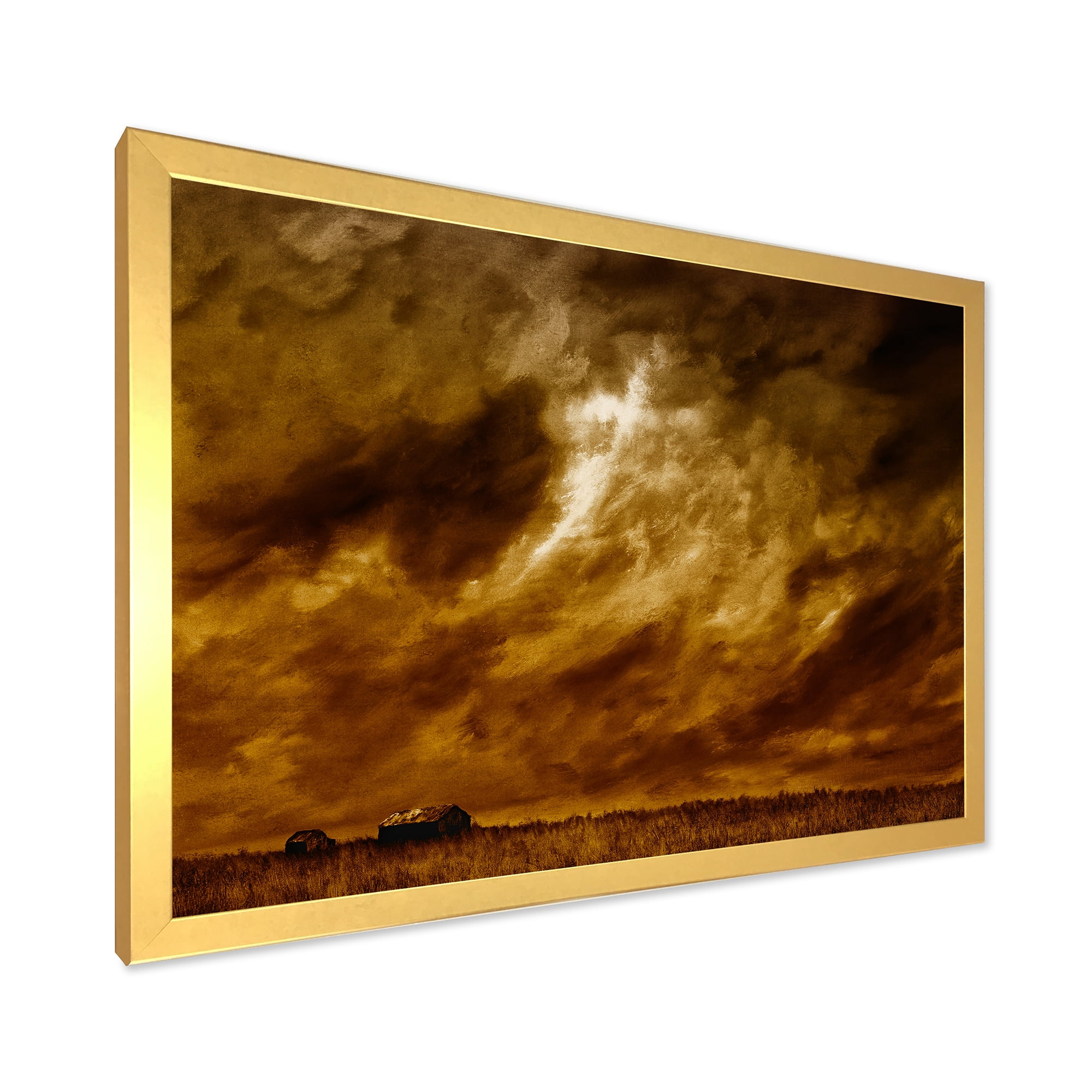 Designart 'Desert Farmhouse Under Cloudy Sky II' Farmhouse Framed Art Print