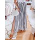 thumbnail image 2 of Pantalones anchos y holgados con cintura alta y abertura a rayas elegantes para mujer, L, 2 of 5
