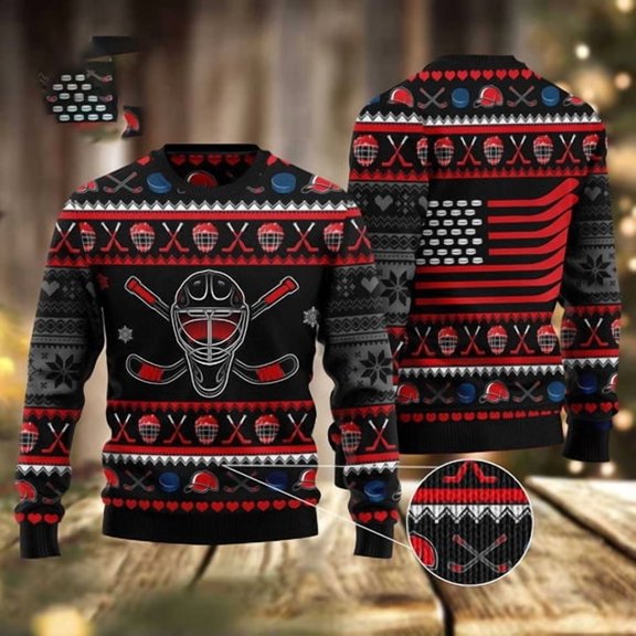 Hockey Puck Christmas 3D Christmas Sweater, Funny Xmas Sweater, Sweater Xmas