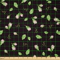 thumbnail image 2 of Ambesonne Rose Fabric by the Yard Microfiber, Rosebuds with Stems and Leaves, 10 Yards, Pale Green Black, 2 of 4