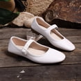 thumbnail image 5 of Avrnliq White Square Toe Flats for Women Mary Jane Style Comfortable Work & Casual Shoes Adjustable Buckle Strap PU Faux Leather,Size 43, 5 of 9